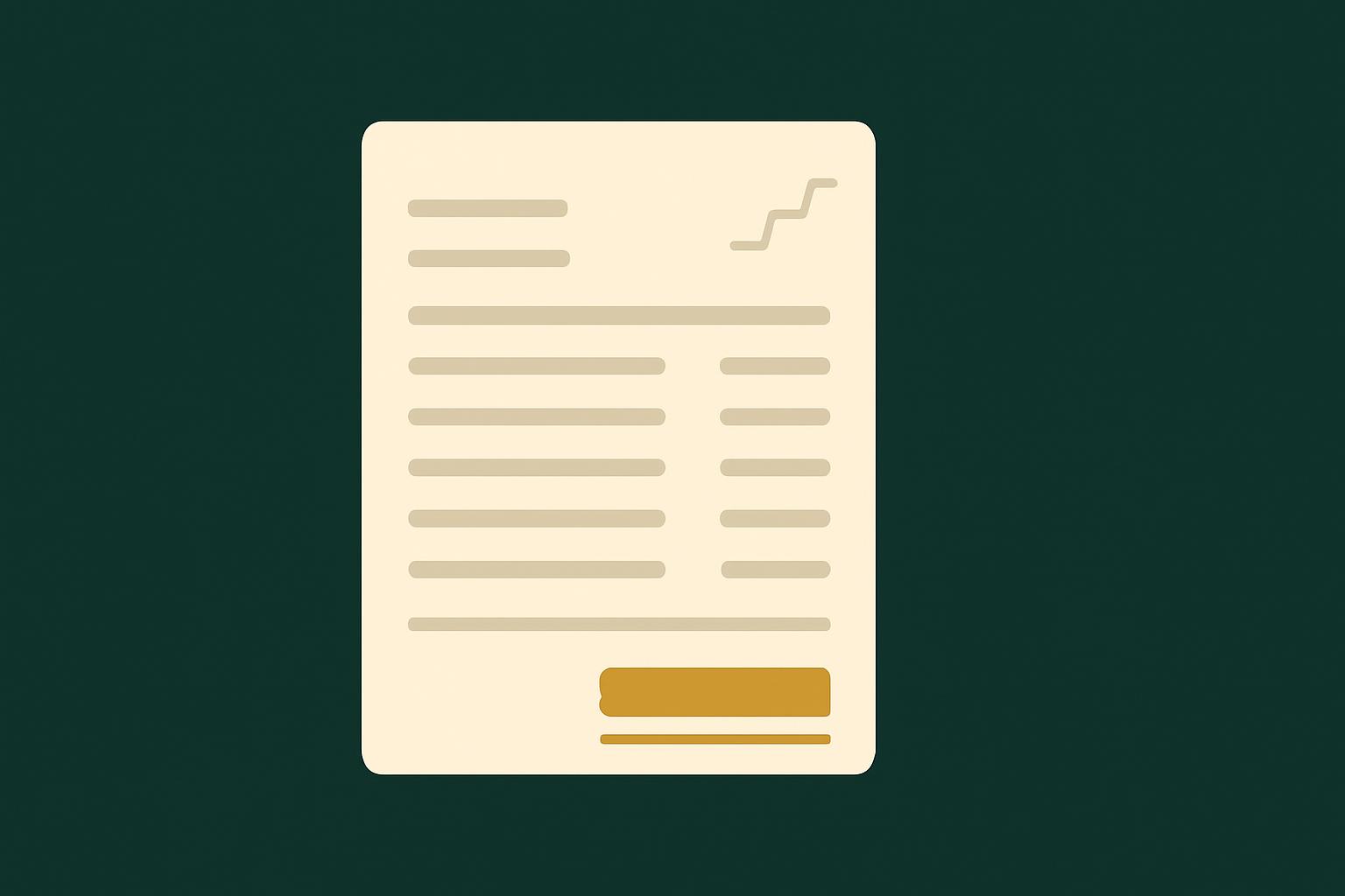 Minimalist itemized 30-day hosting invoice in forest green and gold with a rising cost line, June 2026